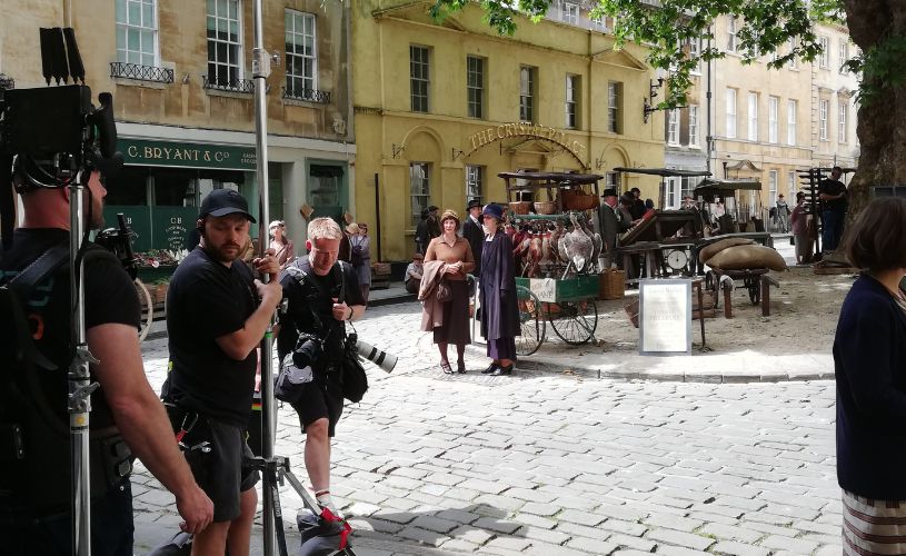 Seven Dials filming on Abbey Green credit B&NES Film Office